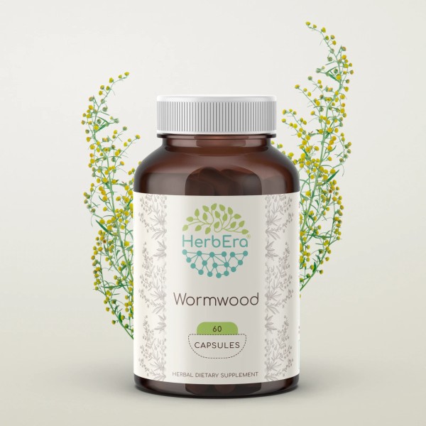 HerbEra Wormwood 60/120 Capsules, 400 mg, Organic (Artemisia absinthium) -