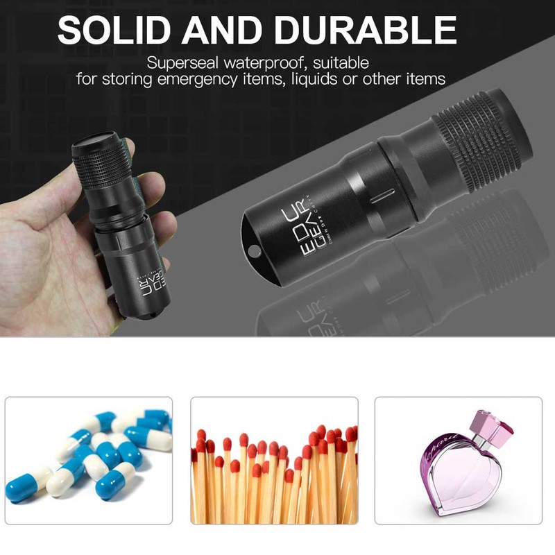 Waterproof Aluminum Survival Pill Capsule Case Emergency Box Container (Black)