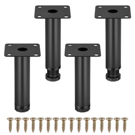Zocipro Pack of 4 Furniture Legs, 10 cm Sofa Feet, Adjustable Metal Furniture Feet, Black, Furniture Feet for Cabinet Feet, Feet for Table, Cabinet Feet, Legs for Furniture