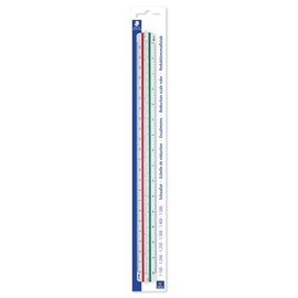 STAEDTLER 561 98-4BKST Triangular Din 1: 100, 200, 250, 300, 400, 500 Ruler Scale, (20499)