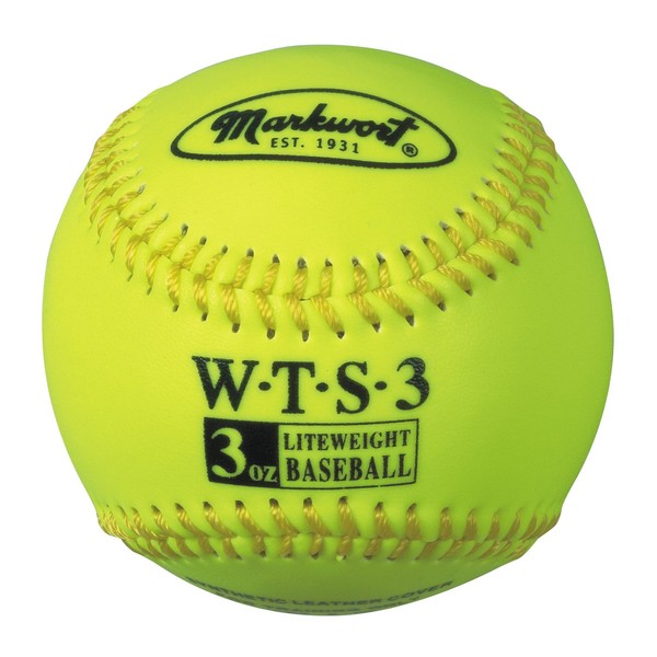 Markwort Weighted Synthetic Covered Baseball, 9-Inch, 3-Ounce, Optic Yellow