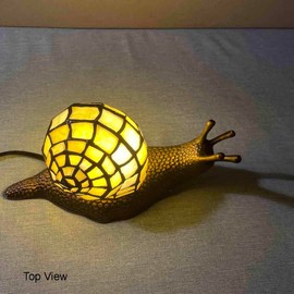 Bieye L10943 Land Snail Tiffany Style Stained Glass Accent Table Lamp for Home Decor (Yellow, 10" D x 5" W x 5" H)