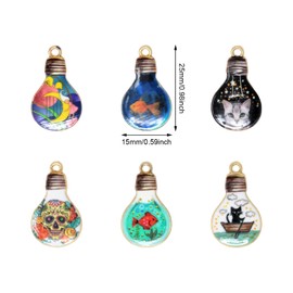 Honbay 24PCS Enamel Light Bulb Charms Pendant Cartoon Cat and Fish Pendants for Earring Necklace Bracelet Keychain Jewelry Crafts Making (6 Style)