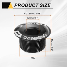 HARFINGTON 2pcs Crank Cover Screw M20 Aluminum Alloy Bicycle Crank Fixing Bolt Bike Crankset Arm Bolt Chainwheel Screws for Mountain Bike, Black