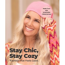 Summer Ribbed Beanie - Soft Slouchy Jersey Hat for Men & Women Blue Denim