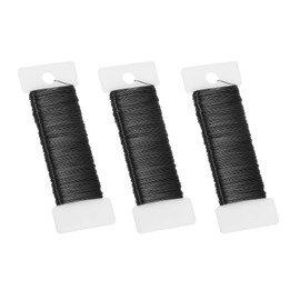 PATIKIL 26 Gauge Floral Flexible Paddle Wire, 115 Yard (345 Feet) Florist Wreath Wire for Crafts Flower Arrangement, Black 3 Rolls