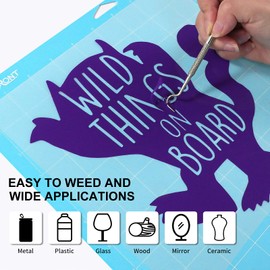 HTVRONT Purple Permanent Vinyl Roll - 12" x 50 FT Glossy Purple Adhesive Vinyl for Cricut, Silhouette, Cameo Cutters, Purple Vinyl Roll for Signs, Scrapbooking, Craft, Die Cutters