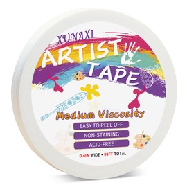 XUNAXI 1 Packs Artist Tape Medium Tack White Art Tape for Watercolor Paper Drafting Art Painting Canvas Framing Acid Free Masking Tape- 0.4IN Wide 99FT Long Total