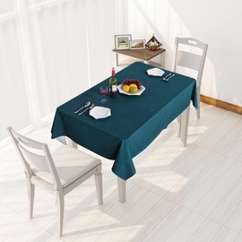 sancua 100% Waterproof Rectangle PVC Tablecloth - 54 x 108 Inch - Oil Proof Spill Proof Vinyl Table Cloth, Wipe Clean Table Cover for Dining Table, Buffet Parties and Camping, Deep Teal