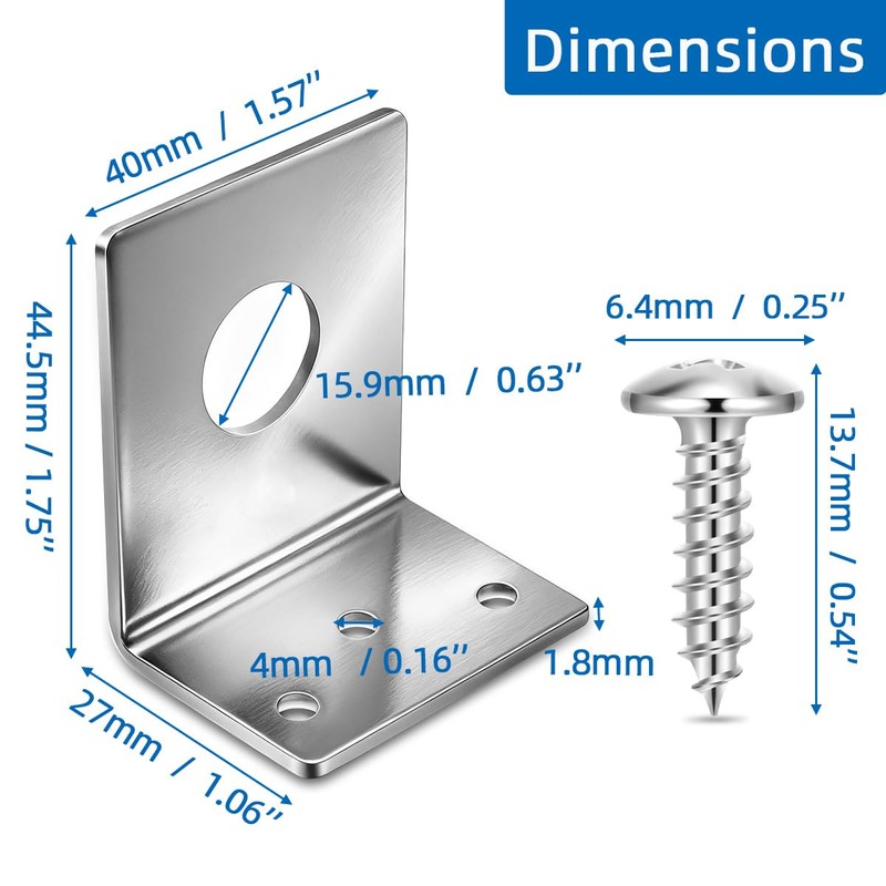 NMO Antenna Mount L-Bracket 5/8'' Hole 304 Stainless Steel Mobiles