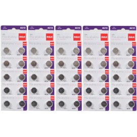 RCA 50 Piezas Ag10 Alcalinas 1.5v Lr1130 Lr54 Gp89a 389 Sr1130wr