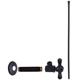 Westbrass Flat Head Toilet Kit with Cross Handles, 1/2" IPS x 3/8" OD x 20", Matte Black, D103KFHX-62