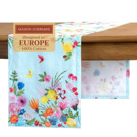 Maison d' Hermine Tablerunner 14.50"x72" 100% Cotton Decorative Easter Tabletop Runner for Kitchen, Party, Wedding, Restaurant & Camping, Jardin D'Ete - Mint (Single Layer) - Spring/Summer