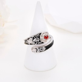 SHAOAN Rose Vintage Spoon Rings 925 Sterling Silver Adjustable Statement Ring Jewelry Gift for Women