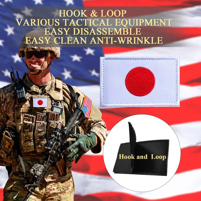 EmWoot 2PCS Japan Flag Patch Embroidered Morale Patch Military Tactical