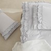 Bedorm Gray Duvet Cover Set Queen Ruffle Bedding Set Pleat