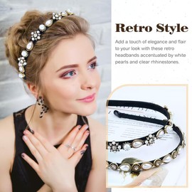 Dizila 4 Pieces Luxury Vintage Rhinestone Pearl Baroque Headbands Hair Bands Hoops Headpieces for Women Girls