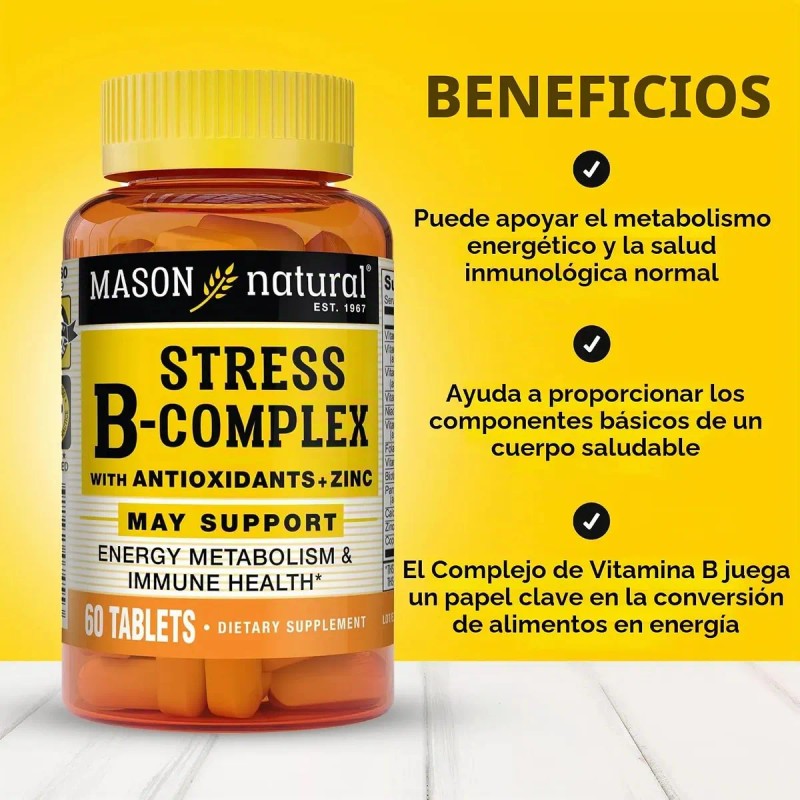 Suplemento Complejo B Mason Natural Sin Sabor 60 Tabs con