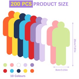 200 Pieces Colourful Presentation Cards Set, Human, 10 Colours, Presentation Cards, Index Cards for Labelling, for Office, School, Presentation, Presentation, Teacher Supplies (12 x 8 cm)