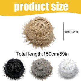 Pack of 4 faux fur, 5 x 150 cm, faux fur, sold by the metre, plush material, four colours, suitable for gnome beard and Santa beard