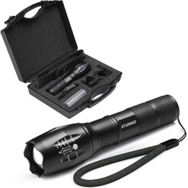 STURME LED Tactical Flashlight,5 Modes Ultra Bright Zoomable IP65 Water-Resistant High Lumens CREE LED Handheld Flash Light, Perfect for Camping...   