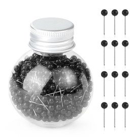 Pnytty 600pcs Sewing Pins Straight Pin for Fabric, 0.63in Quilting Pins, Small Straight Sewing Pins with Colored 4mm Ball Head for Decorating, Dressmaking and Sewing Project(Black)