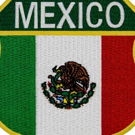 EmbTao Mexico Shield Flag Patch Embroidered Badge Biker Applique Iron On Sew On Emblem