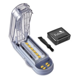 Fullicon Multiple Pill Cutter, Adjustable Pill Cutter for Small Pills with Accurate Pill Alignment, Stainless Steel Cutting Blade & Blade Guard, Pill Splitter with Free Brush & Pill Box (Grey)