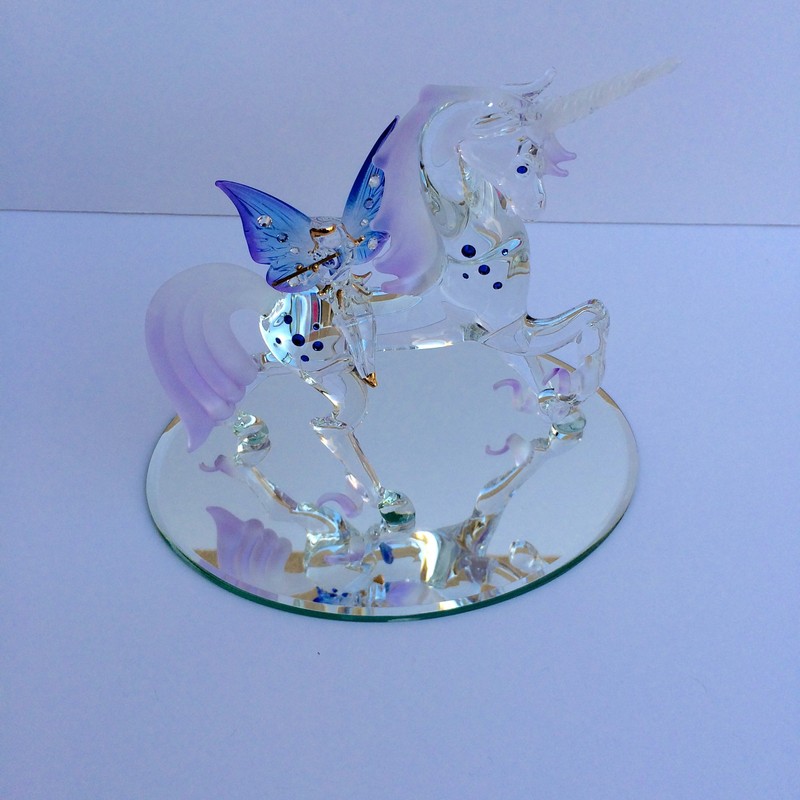 Glass Baron ~ Large Unicorn with Fairy