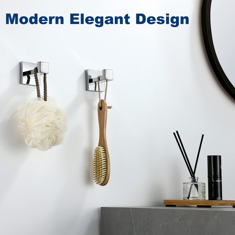 Delarkusi Towel Hooks for Bathrooms, Polished Chrome Towel Hook for