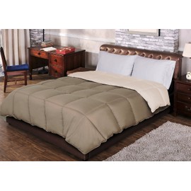 SUPERIOR Reversible Down Alternative Comforter, Medium Weight Bedding for All Season Use, Fluffy, Warm, Soft - Twin/Twin XL Size, Ivory & Taupe