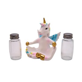 Sitting Unicorn Salt and Pepper Set Holder, Whimsical Kitchen & Bar Decor, Shakers Included, 4.25 Inches