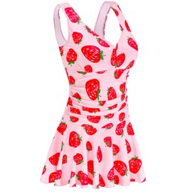 AONTUS Plus Size Swimsuits for Women Tummy Control One Piece Tankini Bathing Suit XXL Strawberry
