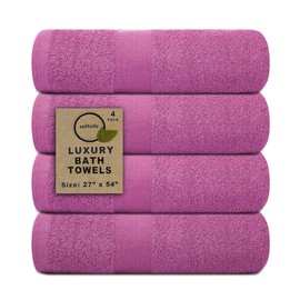 Softolle 100% Cotton Luxury Bath Towels - 600 GSM Cotton Towels for Bathroom - Set of 4 Bath Towel Eco-Friendly, Super Soft, Highly Absorbent Bath Towel OekoTex Certified - 27 x 54 inches (Purple Ash)