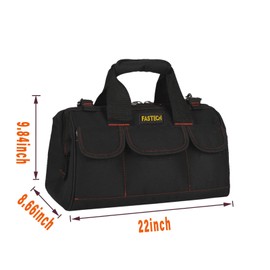 FASTECH 22-inch Heavy Duty Tools Bag With Wide Mouth For Tool Storage, Carrier and Organizer, Tote Bag for Men, Wide Mouth Tool Bag With Inside Pockets (22Inch)
