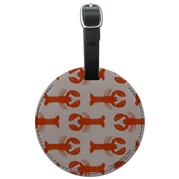 Cute Maine Lobsters Pattern Round Leather Luggage Card Suitcase Carry-On
