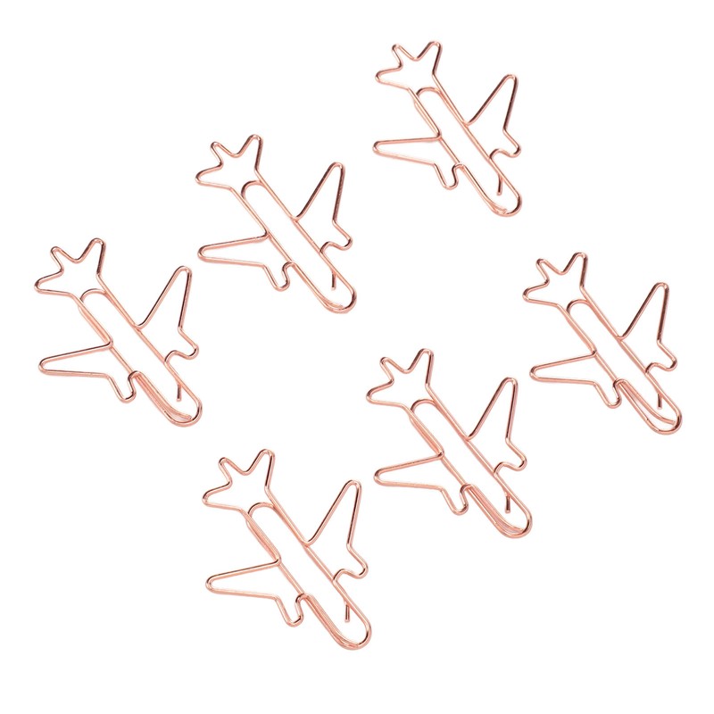 80pcs Airplane Shaped Paper Clips Rose Gold Prevent Rust Plane