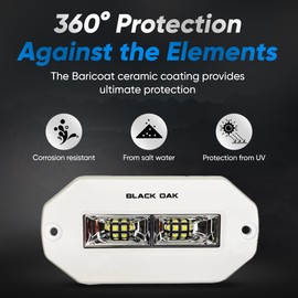 Black Oak Marine Flush Mount Spreader Light - IP69K Rating Marine Spreader Light Single Row – 4-20W 120 Degree Throw and 3,120 Raw Lumens (4-Inch, White)