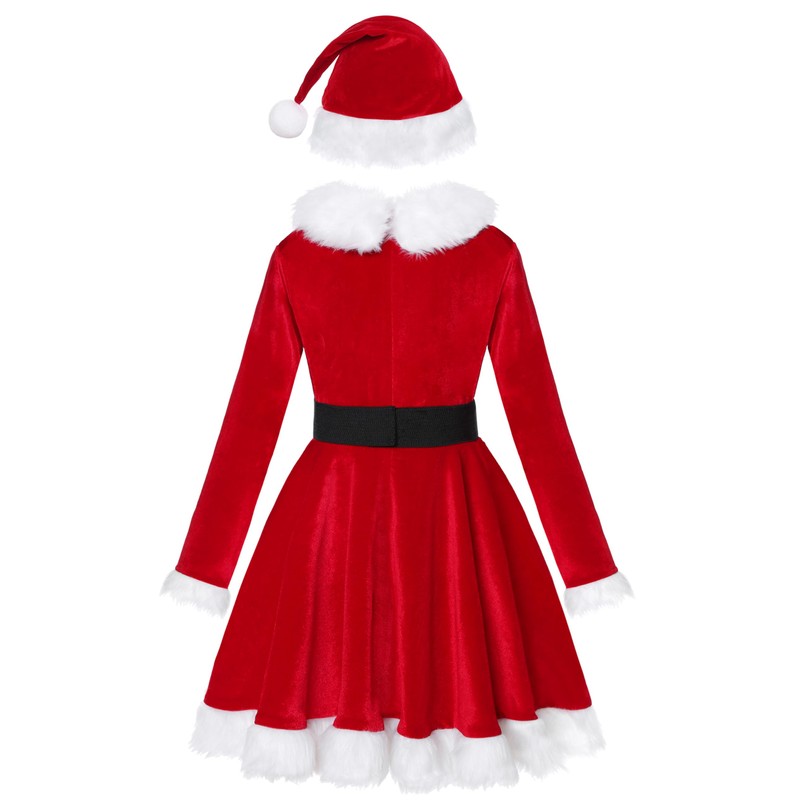 Doxrmuru - Disfraz de Papá Noel rojo para niñas de
