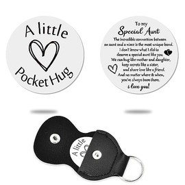 Aunt Christmas Birthday Gifts from Niece To My Special Aunt Pocket Hug Token Long Distance Relationship Gifts for Women Girls Auntie Aunty Token Gifts with Leather Keychain