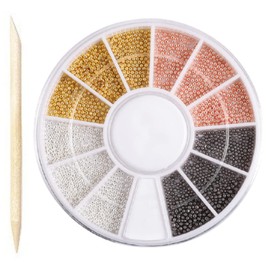 Brion Parts, 3 Colors, 4 Sizes, Round Case Included, Wood Stick Set [Nail-riche/Nail Riche] (4 Colors (0.04 inches (1 mm))