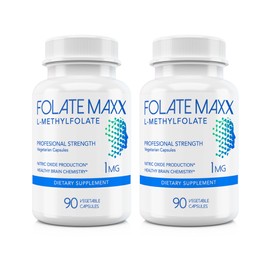 FolateMaxx L-Methylfolate Supplement (1mg) - Professional Strength with Optimized Bioactive Methylfolate - 5 MTHF - Non-GMO, Gluten free, Soy free, GMP - 180 Vegetarian Unflavored Capsules