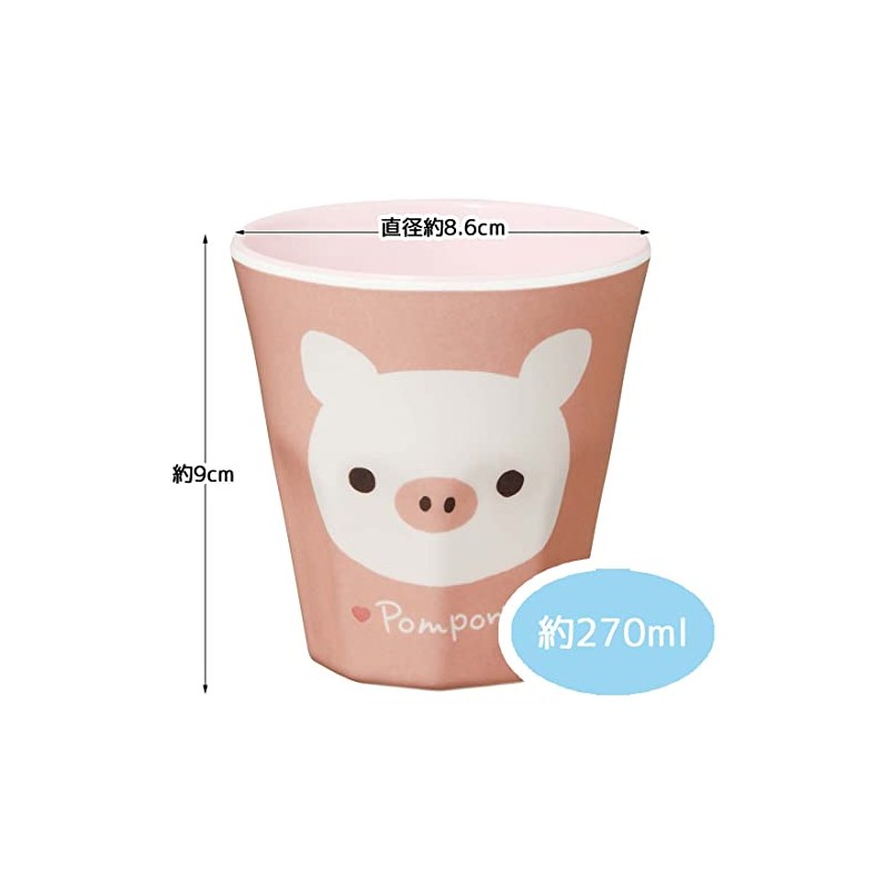 Skater MTB2-A Pompon's Pig Tumbler, Melamine Cup, 9.1 fl oz