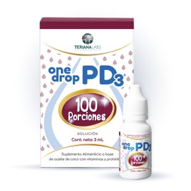 ONEDROP PD3 | Probióticos y Vitamina D3 | Frasco de 3 mL (100 gotas) | 1000 MUFC de probióticos | Sin Azúcar