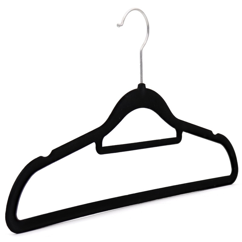 The Hanger Store 10 Black Non-slip Flocked Velvet Space Saving