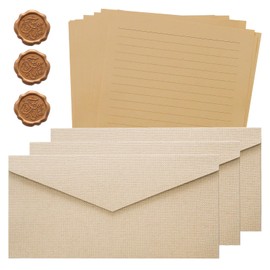 YUYUDEHM 10 Letter Writing Paper and 3 Textured Envelopes Set with 3 Wax Seal Sticker for Wedding, Invitations, Graduation (Gray Green)