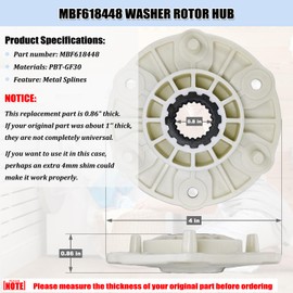 MBF618448 Washer Rotor Hub Assembly for LG Washing Machine Rotor Hub Replacement Parts PBT-GF30, AHL72914401, 4413EA1002B, 4413ER1001C, 4413ER1002F