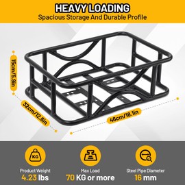 AUMENTAR Heavy Duty Rear Bike Basket for Adults, Extra Large Metal Bicycle Cargo Basket with Removable Liner, Waterproof Cover & Cargo Net, Universal Fit for E-Bike, Mountain Bike, Dog Carrier