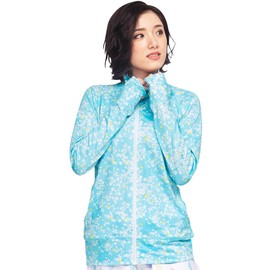 FELLOW Women's Rash Guard with 41 Color Patterns, No Hood, Stand Collar, Zip-Up, Cool-To-The-Touch, Long Sleeved, UPF50+ UV Protection, flower