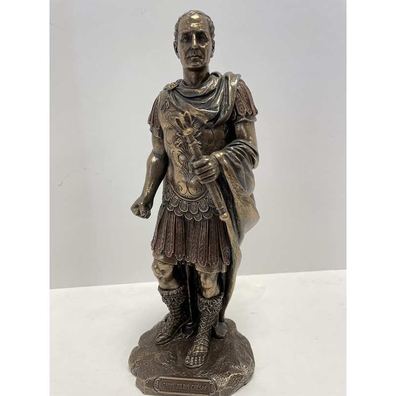 Gaius Julius Caesar in Roman Military Uniform Statue Bronze Finish